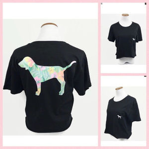 PINK Victoria Secret Floral Dog Cropped T-shirt